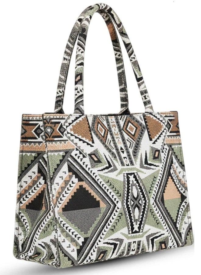 Global Impex Stylish Buoy Tote Bag for Girls & Women | Sturdy Cotton Blend Jacquard | Double Shoulder Ladies Handbag Purse For Daily & Office,Travel Use | Zip Pocket | Handcrafted - Image 1